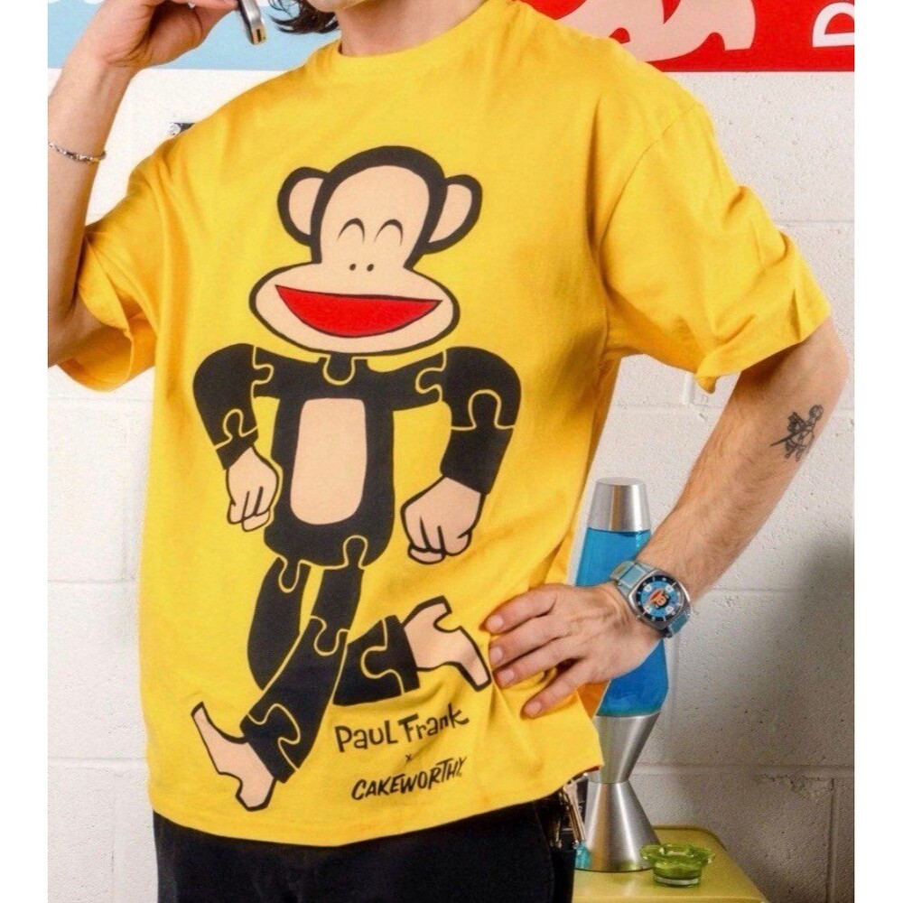 NEW Paul Frank Julius Monkey Puzzle Tee Shirt Old Skool T-shirt Yellow XL